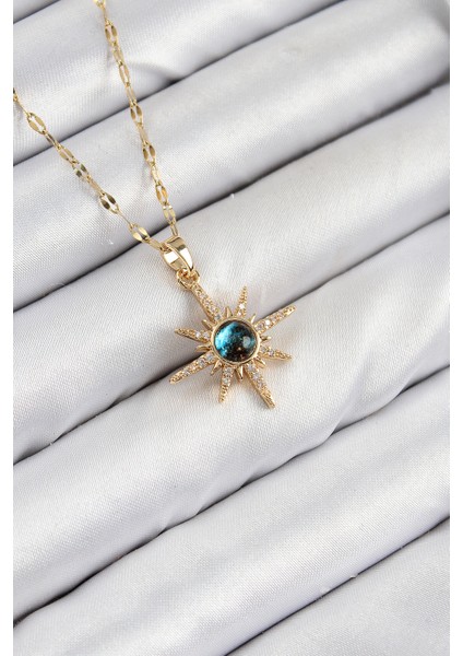 316L Çelik Zirkon Taşlı Kutup Yıldızı Model Gold Renk Kadın Kolye fiyatları