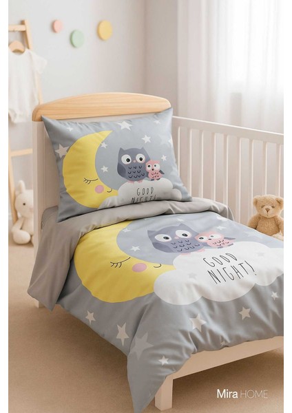 Yenidoğan Kız / Erkek Unisex Bebek Nevresim Takımı &AMP;#37;100 Pamuklu Good Night Gri modelleri