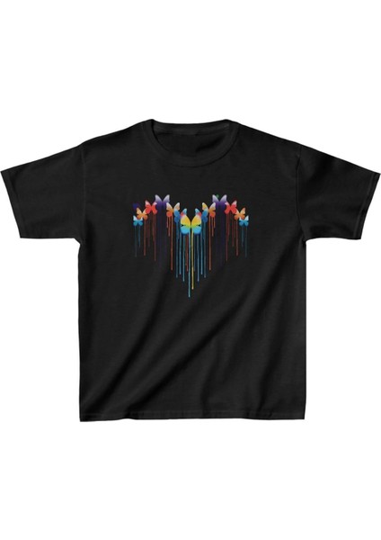 Çocuk Unisex Baskılı T-Shirt - Siyah -Vlmr