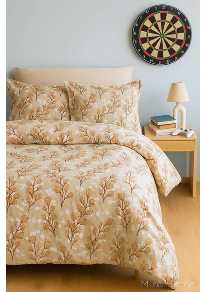 Sarı Yaprak Desenli Pamuklu Tek Kişilik Nevresim Takımı fiyatları