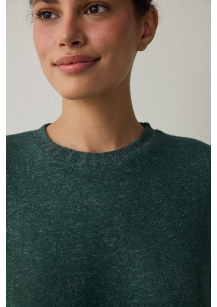 Koyu Yeşil Coziness Bisiklet Yaka Uzun Kol Pijama Takımı modelleri