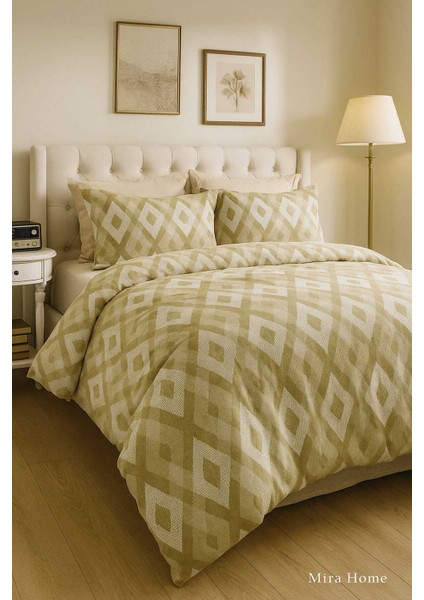 Çift Kişilik Pamuklu Nevresim Takımı Iç Içe Baklava Desen