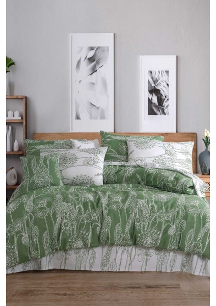 Çift Kişilik Nevresim Takımı Pamuklu Yeşil Düşler