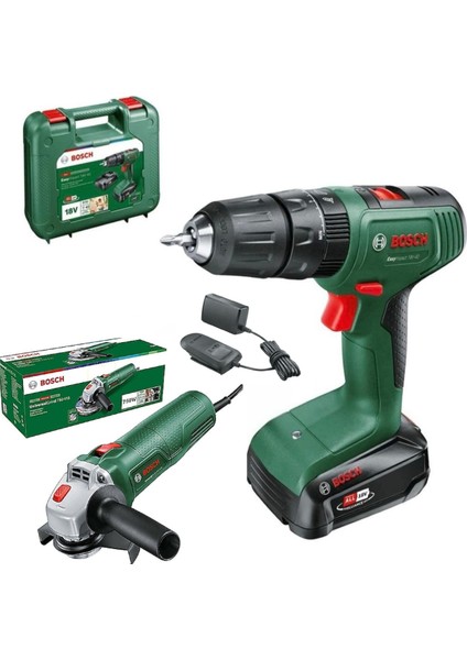 Easyımpact 18V-40 Darbeli Matkap Vidalama (Tek) Batarya 2 Ah ve Bosch Pws 700-115 Avuç Taşlama Ikili Set