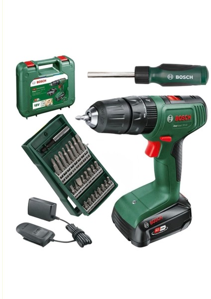 Easyımpact 18V-40 Akülü Vidalama (Tek) Batarya 2 Ah ve Bosch 25 Parça Vidalama Uç ve Aksesuar Seti