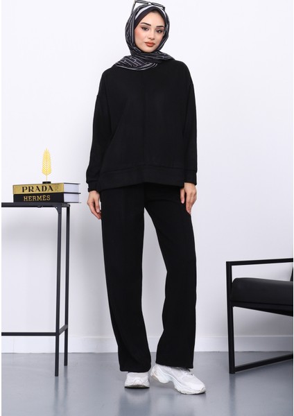 Siyah Üst ve Pantolonu Nervür Dikişli Selanik Takım modelleri
