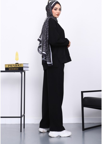 Siyah Üst ve Pantolonu Nervür Dikişli Selanik Takım fırsatları