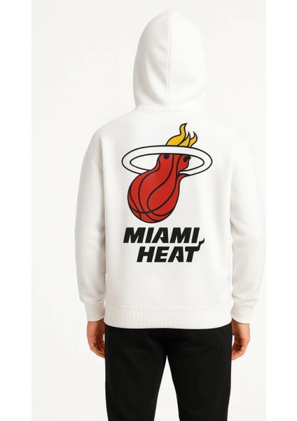 Erkek Kapşonlu Sweatshirt Ön & Arka Baskılı - Beyaz -Vlmr fırsatları