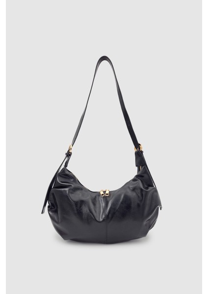 Lilsa Ayarlanabilir Askılı Yumuşak Form Baget Omuz Çantası Siyah