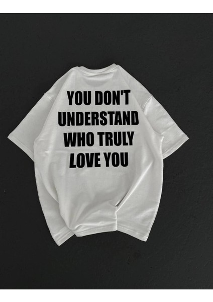 Unisex Bisiklet Yaka Baskılı Oversize T-Shirt - Beyaz -Vlmr fiyatları