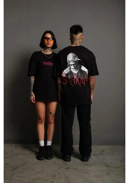 Orijinal : Erkek Oversize Tişört - Beyaz Ön & Arka Baskılı, Streetwear Tarzı Rahat Büyük Kalıp -Vlmr