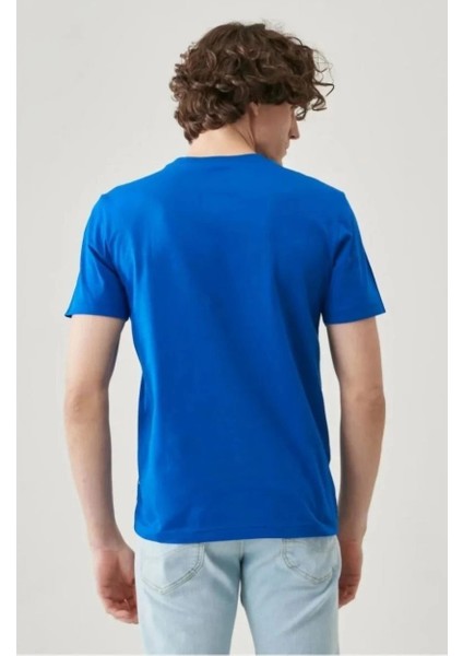 Erkek 24/1 Düz A Kalite Oversize T-Shirt - Mavi -Vlmr fırsatları