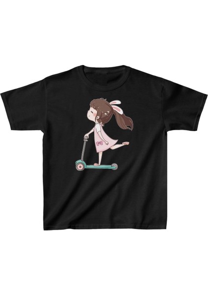 Unisex Çocuk Baskılı T-Shirt - Siyah -Vlmr