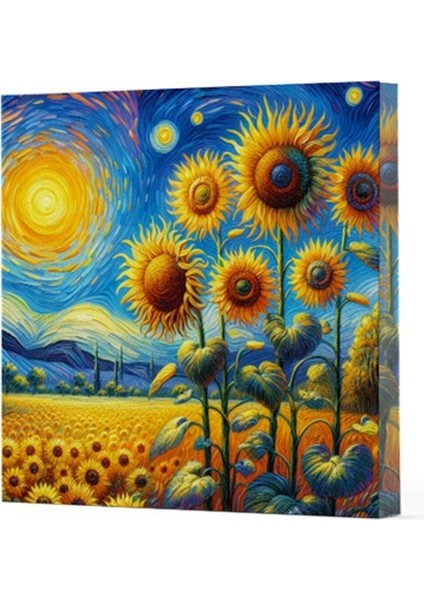 Van Gogh 4 Ayçiçekleri - Çizgisiz Yan Boyamalı Defter