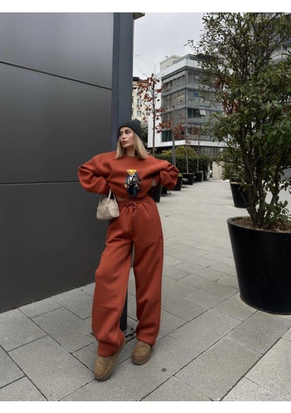 Bisiklet Yaka Üç Iplik Sweat Takım - Kiremit -Vlmr fiyatları