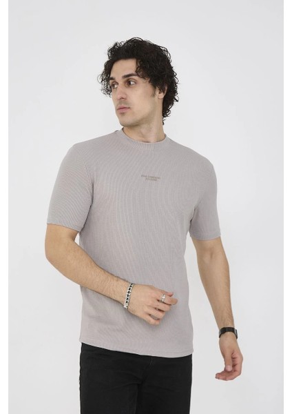 Unisex Bisiklet Yaka Slim Fit T-Shirt- Boyalı Gri -Vlmr fırsatları