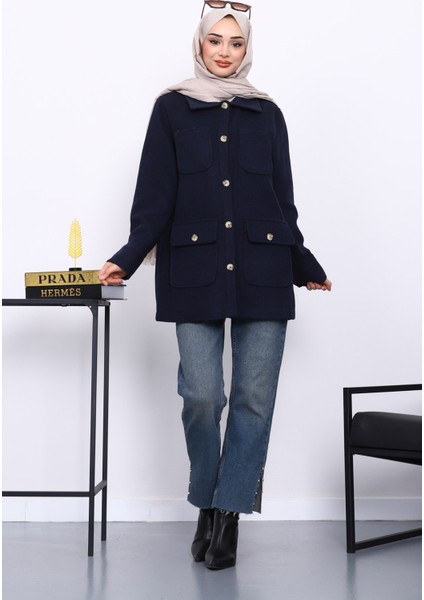 Lacivert Cepli Düğmeli Kaşe Ceket fiyatları