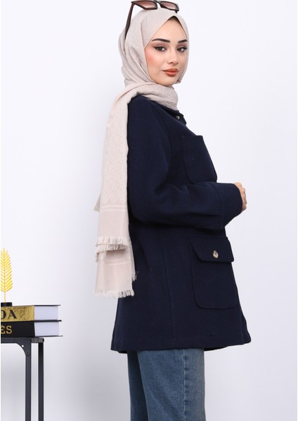 Lacivert Cepli Düğmeli Kaşe Ceket fırsatları