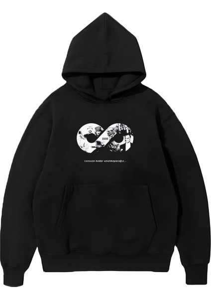 10 Kasıma Özel Üç Iplik Kapüşonlu Baskılı Sweatshirt - Siyah -Vlmr fiyatları