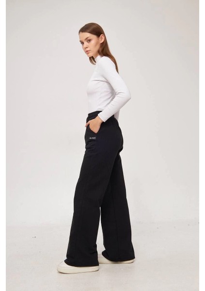 Iki Iplik Bol Paça Eşofman Pantalon - Siyah -Vlmr fiyatları