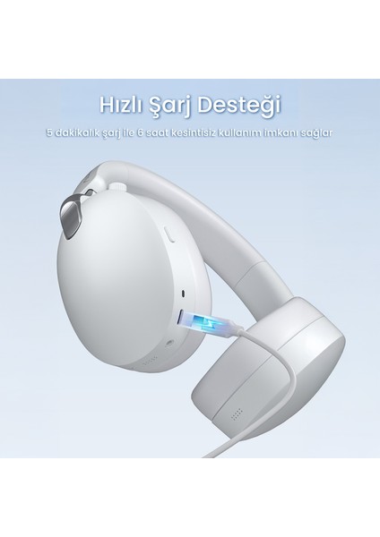 A500 Hybrid Anc 2.4ghz Kablosuz ve Bluetooth 5.4 Aux Mikrofonlu Kulak Üstü Kulaklık Beyaz indirimleri