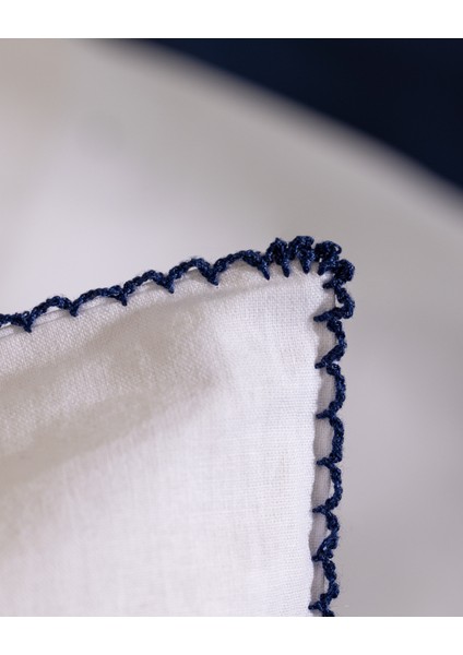 Aulne %100 Pamuk 2'li Yastık Kılıfı - Beyaz/lacivert indirimleri