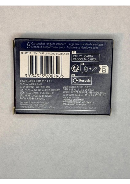 Siyah Kalem Içi Mürekkep 1 Kutu 8 Tüp