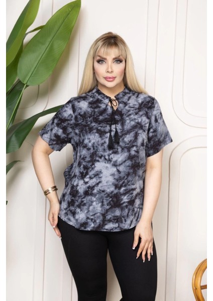 Bebe Yaka Püskül Detaylı Bluz- Desenli -Vlmr