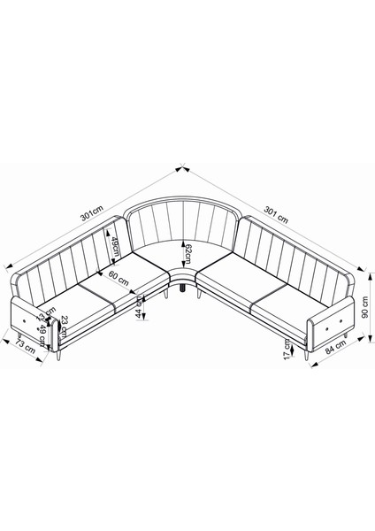 Bona 3 + C Köşe+3'lü Köşetakımı Bej Valebo-03 Ceviz Ayak fırsatları
