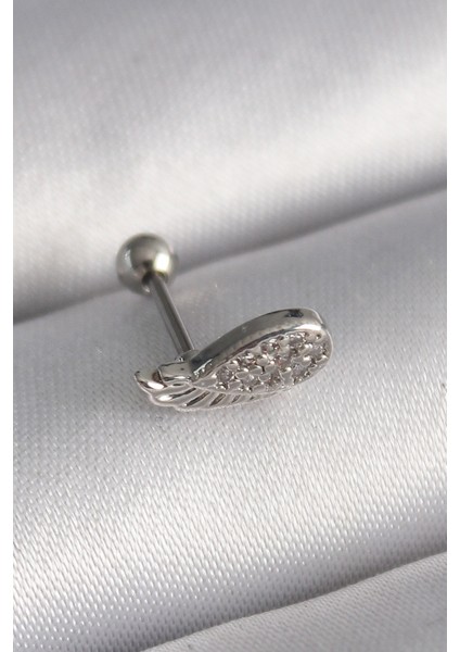 316L Çelik Gümüş Renk Zirkon Taşlı Kanat Tragus Piercing fiyatları