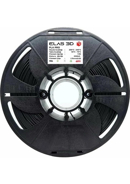 Elas Siyah Pla Pro Filament 1.75MM - 1 kg
