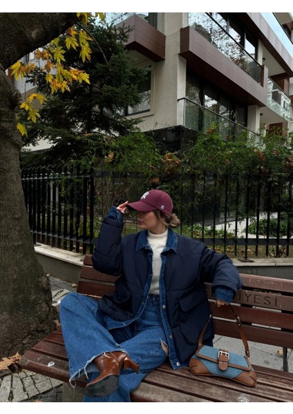 Jeans Detaylı Cıtcıtlı Ceket - Lacivert -Vlmr