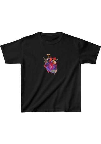 Unisex Çocuk Baskılı T-Shirt - Siyah -Vlmr