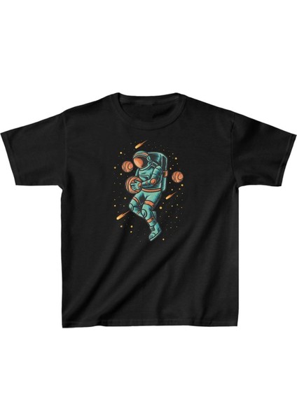 Unisex Çocuk Baskılı T-Shirt - Siyah -Vlmr