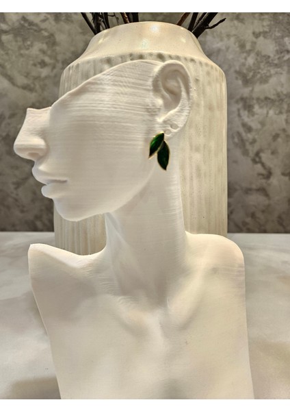 14K Altın Kaplama Yaprak Küpe