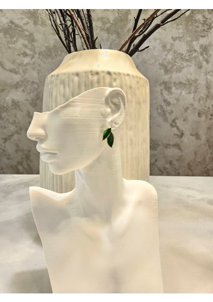 14K Altın Kaplama Yaprak Küpe