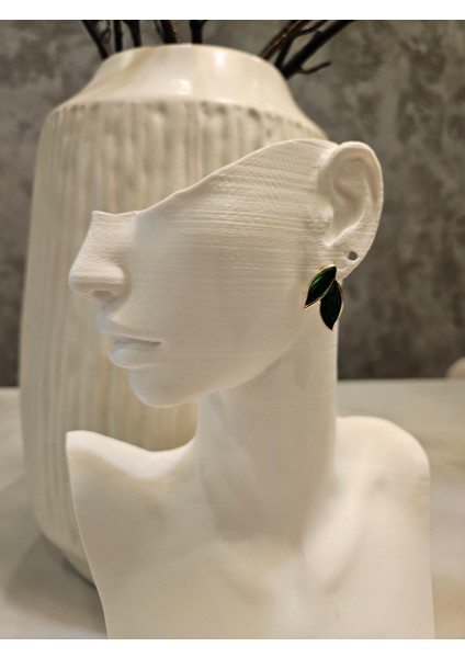 14K Altın Kaplama Yaprak Küpe