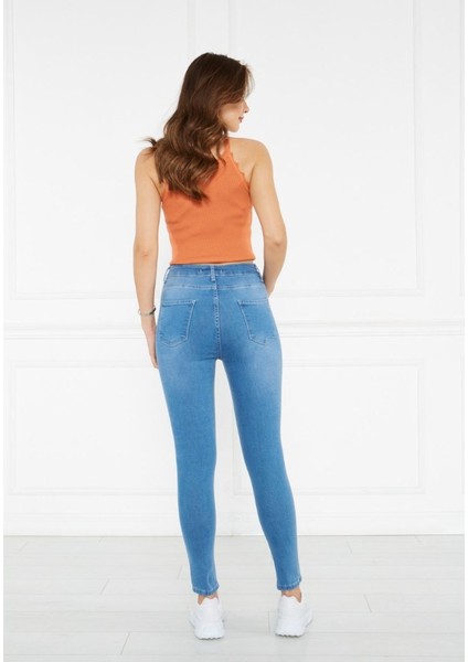 Likralı Dar Paça Kadın Kot Pantolon modelleri