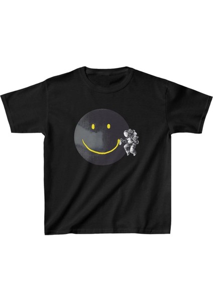 Unisex Çocuk Baskılı T-Shirt - Siyah -Vlmr