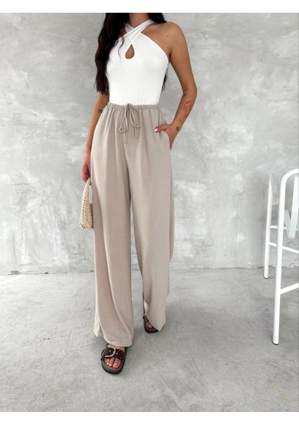 Ayrobin Oversize Kadın Pantalon - Bej -Vlmr fırsatları
