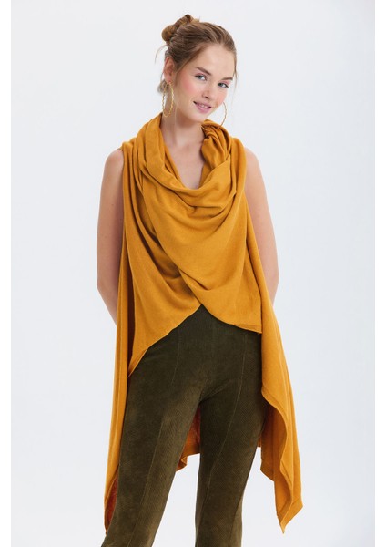 Dökümlü Salaş Triko Yelek Hardal fırsatları