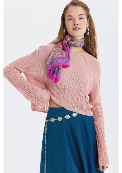 Bohem Çiçek Figürlü Zincir Kemer Gümüş