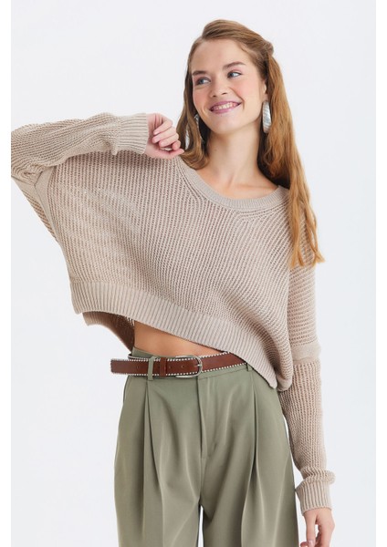 Boncuk Detaylı Bohem Kemer Taba