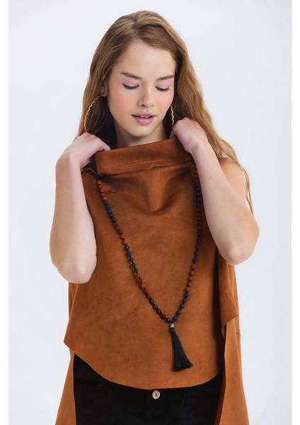 Süet Yaka Detaylı Bohem Bluz Kahverengi modelleri