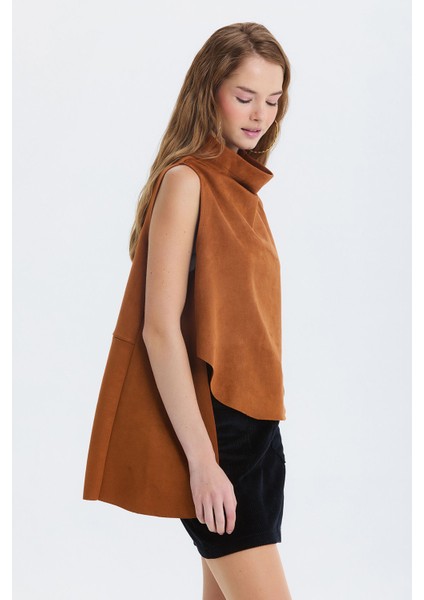 Süet Yaka Detaylı Bohem Bluz Kahverengi indirimleri