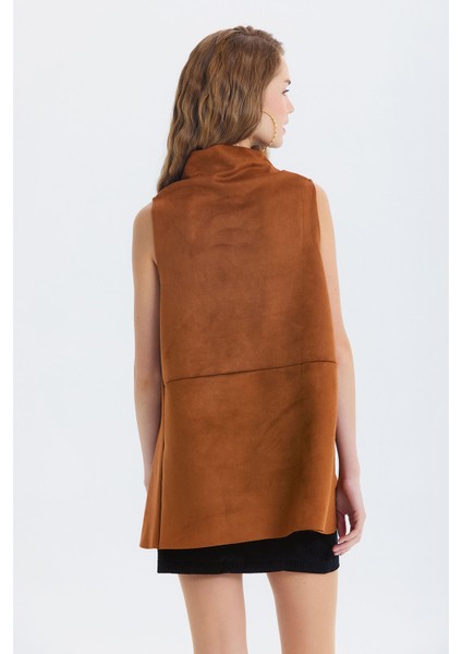 Süet Yaka Detaylı Bohem Bluz Kahverengi