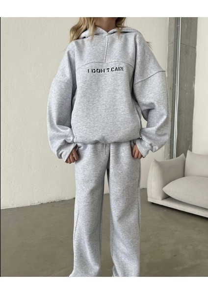 Nakış Işlemeli Üç Iplik Sweat Takım- Gri -Vlmr modelleri