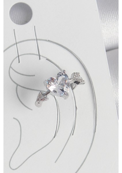 Pirinç Gümüş Renk Zirkon Taşlı Yıldız Model Kadın Kıkırdak Küpe fiyatları