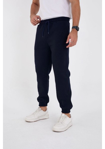 Unisex Kışlık Üç Iplik Lastikli Eşofman Pantolon - Lacivert -Vlmr indirimleri