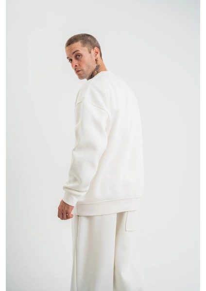 Uzun Kol Bisiklet Yaka Basic Sweatshirt - Beyaz -Vlmr modelleri